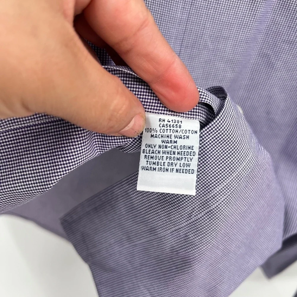 Polo Ralph Lauren Large Button Down‎ Shirt Mens Purple Micro Check Custom Fit